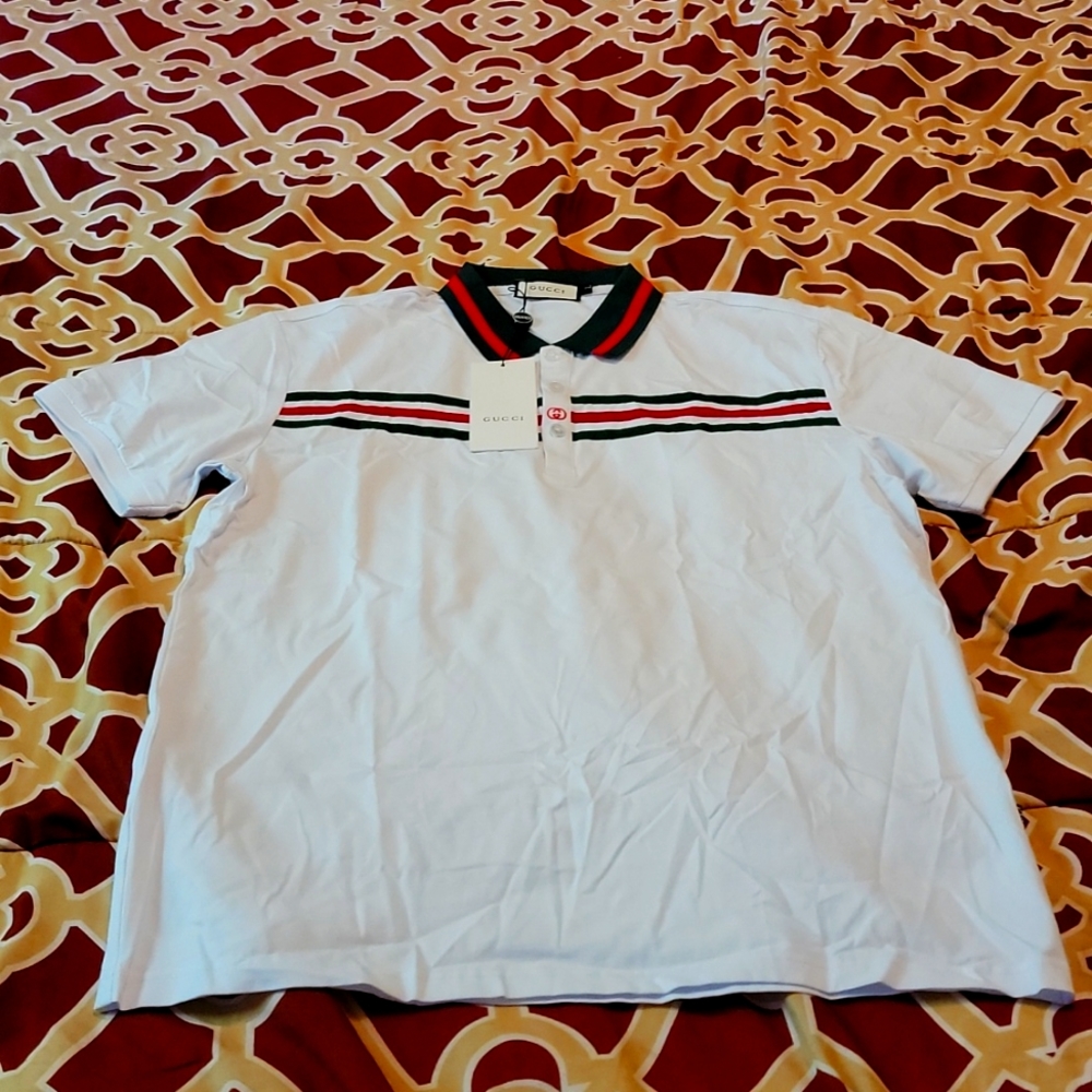Gucci shirt, Large, White, Green, Red